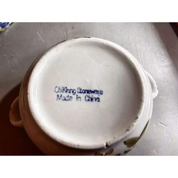Stoneware Soup Bowls Chi Jiang China Hand Painted Floral Flowers Set of FOUR (4) - Picture 6 of 7